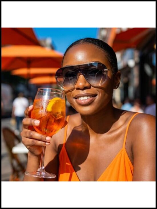 Oversized Shield Sunglasses Women Trendy UV400 Protection Gold Metal Frame main image 4